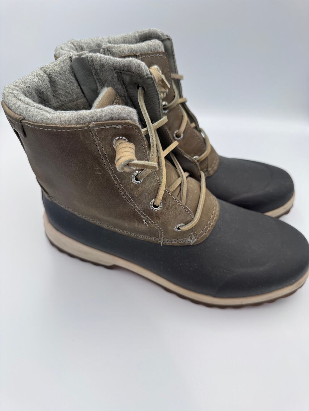 Sperry Women's Duck Boots STS82667 Brown Black Waterproof Size 8M
